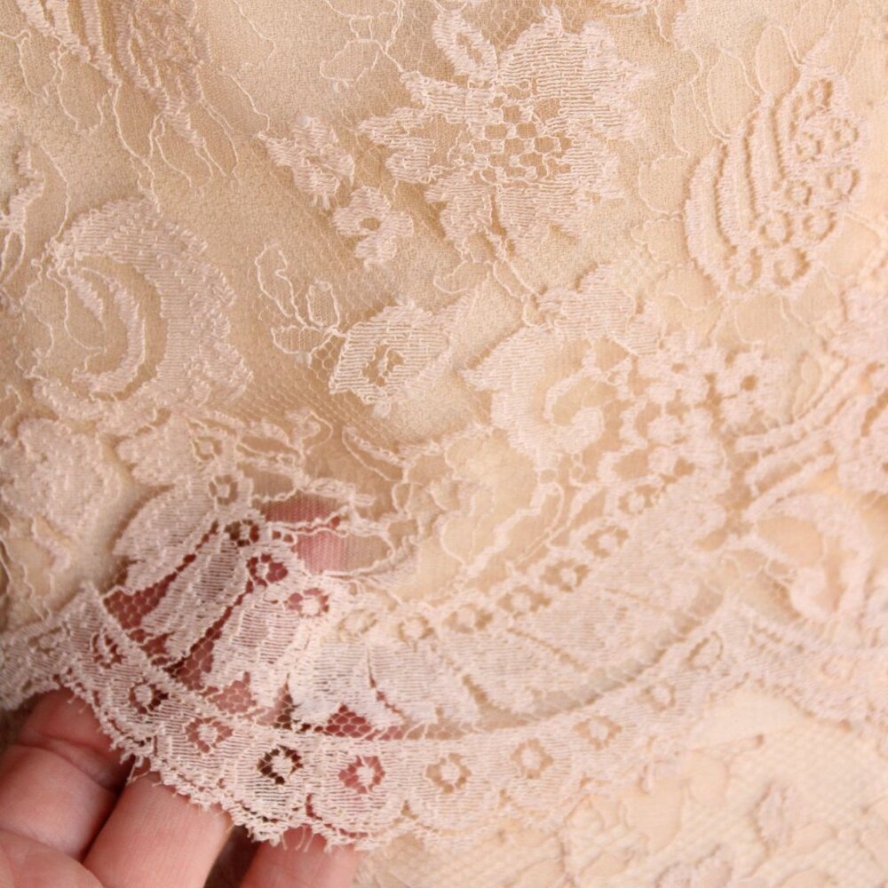 Vintage 1960s Dress, Pink Illusion Lace Fluttery Open Back - Picture 4 of 11